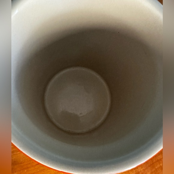 EUC/New? Cerise Ceramic Utensil Holder / Crock 5" Diameter / 5.5" Tall - Picture 5 of 6